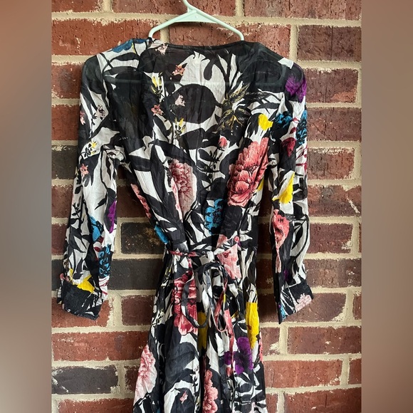Lucky Brand Abstract Floral Midi Wrap Dress Size XS - Picture 8 of 11